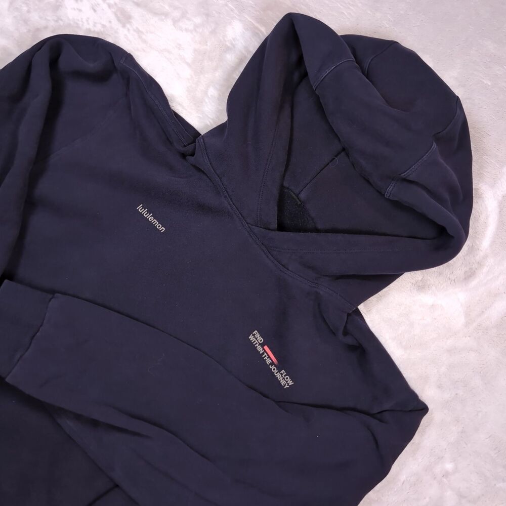 Lululemon Steady State Pullover Hoodie Mens XL Mindful Movement Navy Graphic